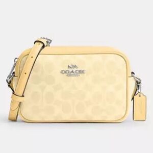 💛Coach NWT Soft Yellow Mini Jamie‎ Camera Crossbody Bag with silver Hardware